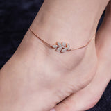 Glittering Path of Frond Rose Gold Plated Silver Anklet