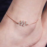 Glittering Path of Frond Rose Gold Plated Silver Anklet