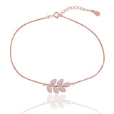 Glittering Path of Frond Rose Gold Plated Silver Anklet