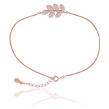 Glittering Path of Frond Rose Gold Plated Silver Anklet