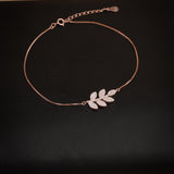 Glittering Path of Frond Rose Gold Plated Silver Anklet