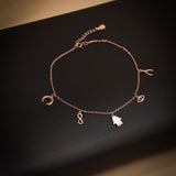 Mystic Symbols of Protection Rose Gold Plated Silver Anklet