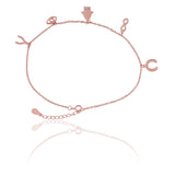 Mystic Symbols of Protection Rose Gold Plated Silver Anklet