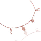 Mystic Symbols of Protection Rose Gold Plated Silver Anklet