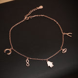 Mystic Symbols of Protection Rose Gold Plated Silver Anklet