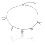 Mystic Symbols of Protection Silver Anklet