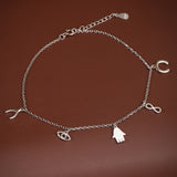 Mystic Symbols of Protection Silver Anklet