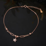 Novara Beaded Star Rose Gold Plated Silver Anklet