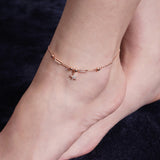 Novara Beaded Star Rose Gold Plated Silver Anklet