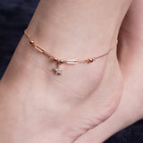 Novara Beaded Star Rose Gold Plated Silver Anklet