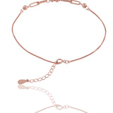 Novara Beaded Star Rose Gold Plated Silver Anklet