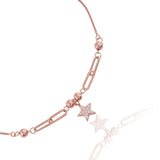 Novara Beaded Star Rose Gold Plated Silver Anklet