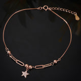 Novara Beaded Star Rose Gold Plated Silver Anklet