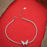 Wings of Wonder Butterfly Silver Anklet