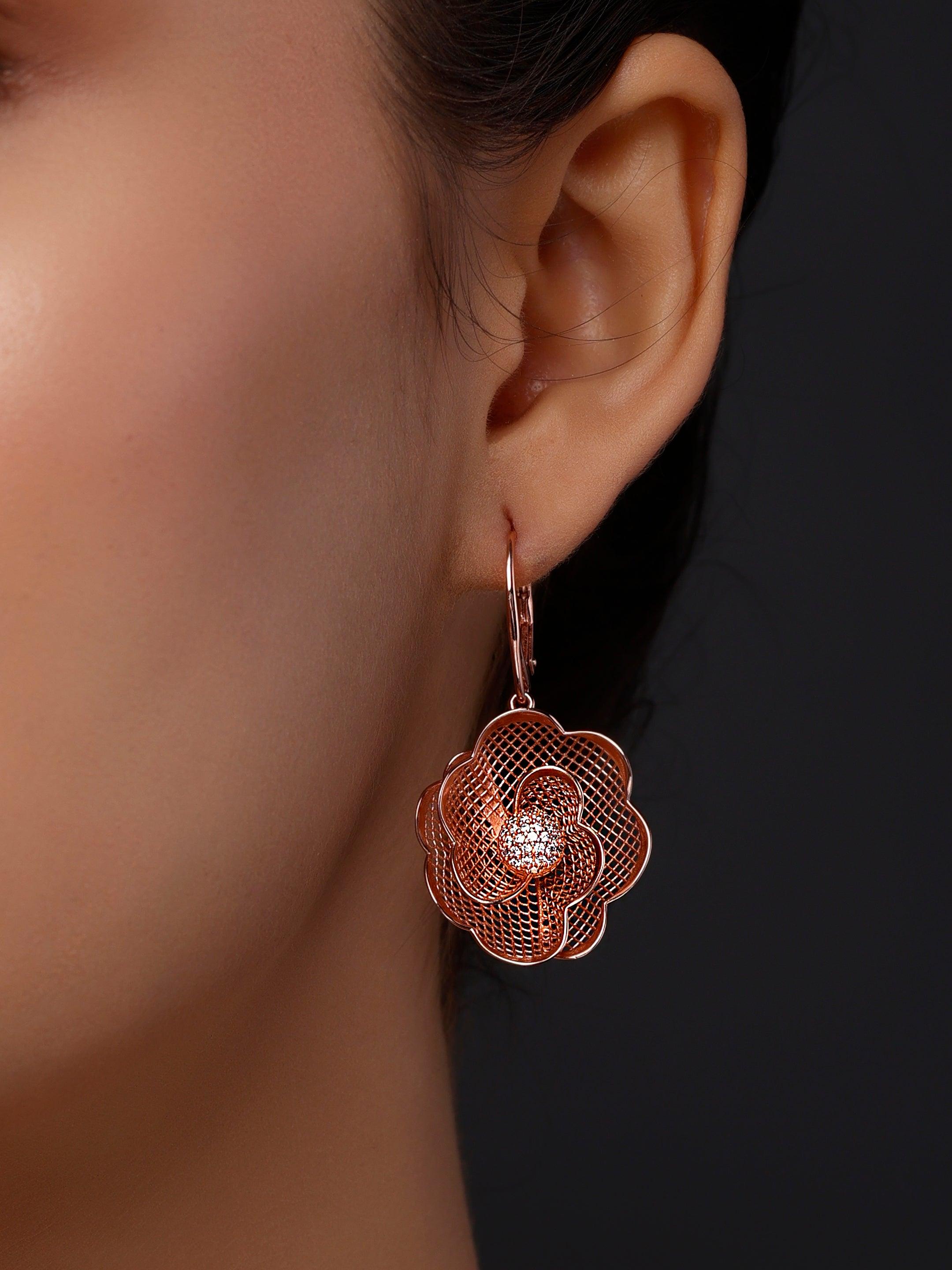 Boho Floral Filigree Silver Earrings