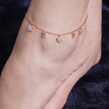 Crescent Charms & Blooms Silver Anklet