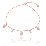 Crescent Charms & Blooms Silver Anklet