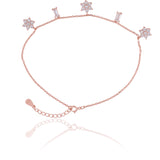 Crescent Charms & Blooms Silver Anklet