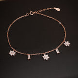 Crescent Charms & Blooms Silver Anklet