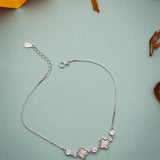 Jubilant Clover Charm Silver Anklet