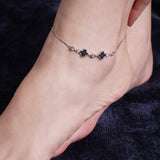 Jubilant Clover Charm Silver Anklet