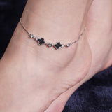 Jubilant Clover Charm Silver Anklet