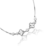 Jubilant Clover Charm Silver Anklet