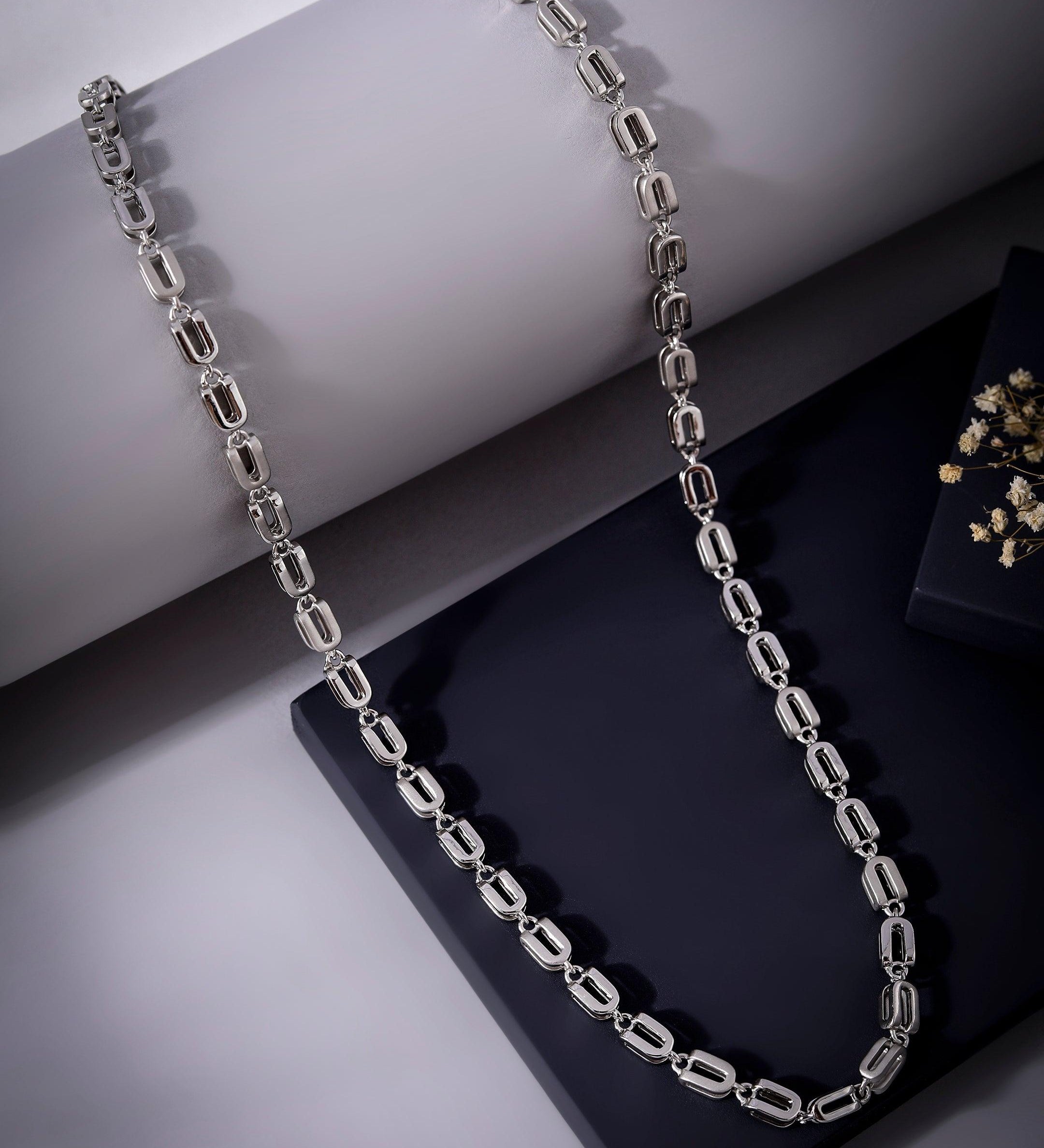 Pinnacle Prestige Rhodium Plated Men's Silver Chain - Diavo Jewels