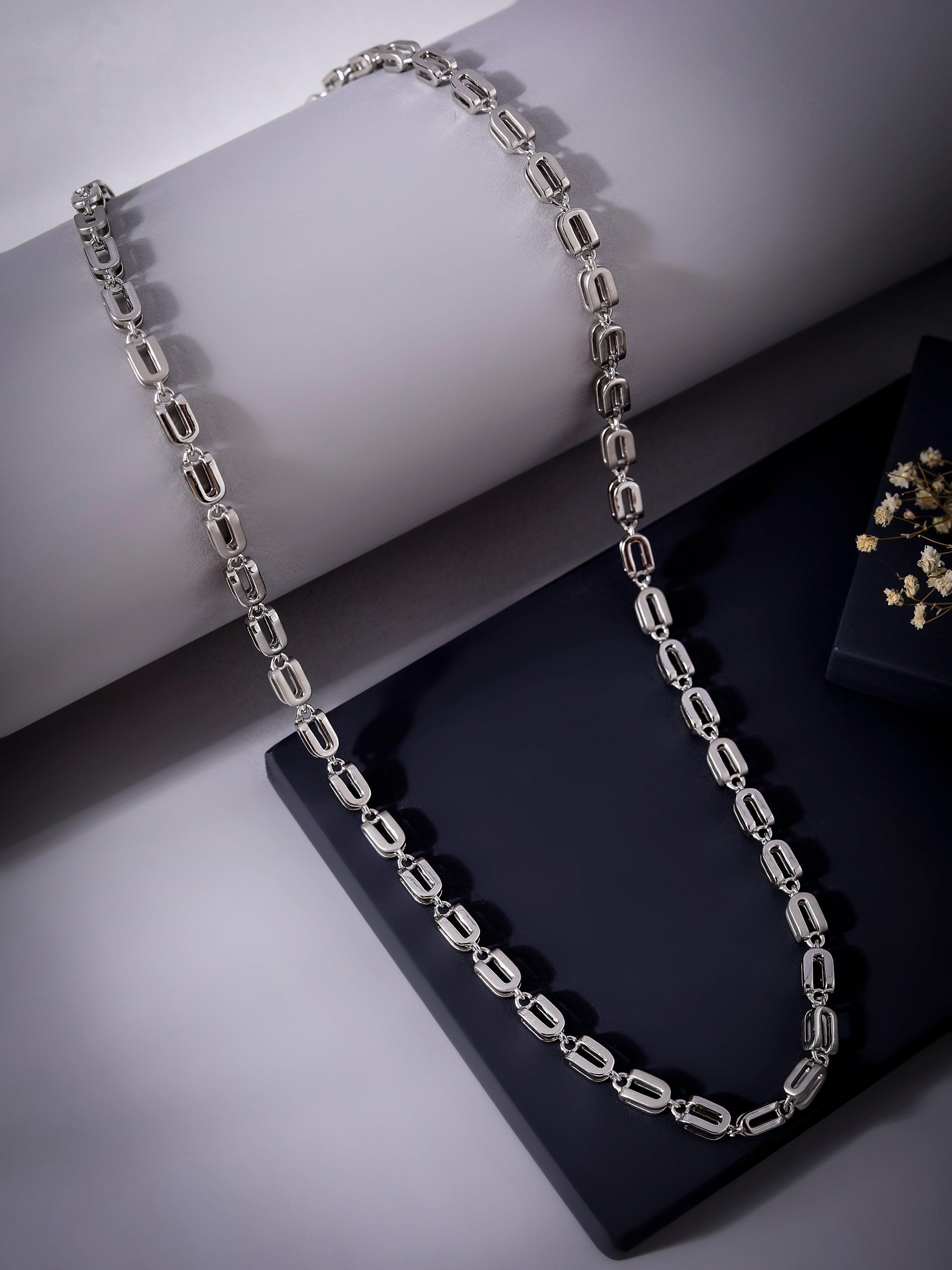 Pinnacle Prestige Rhodium Plated Men's Silver Chain - Diavo Jewels