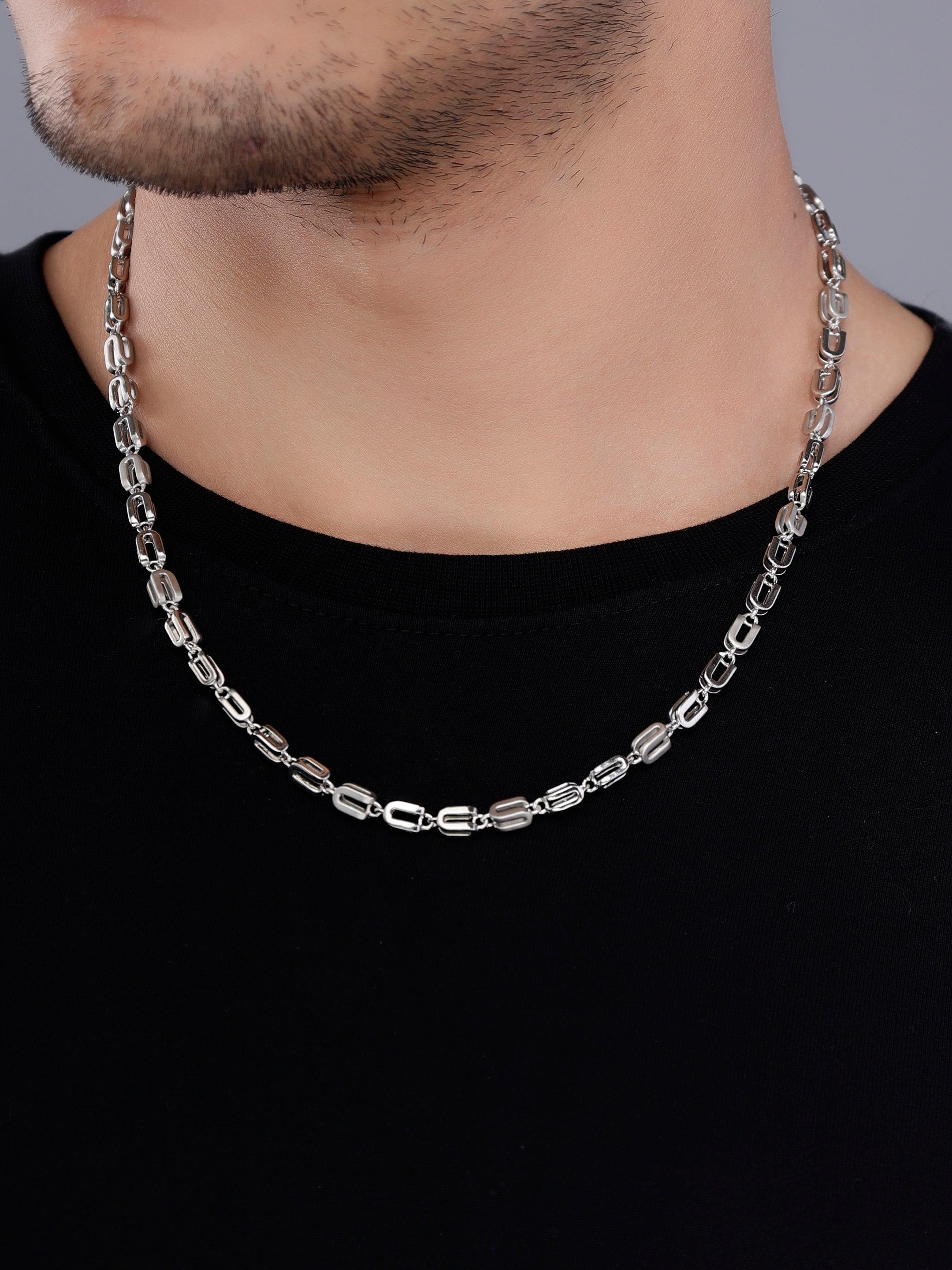 Pinnacle Prestige Rhodium Plated Men's Silver Chain - Diavo Jewels