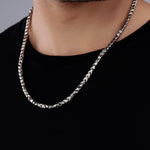 Maverick Block Rhodium Plated Men's Silver Chain - Diavo Jewels