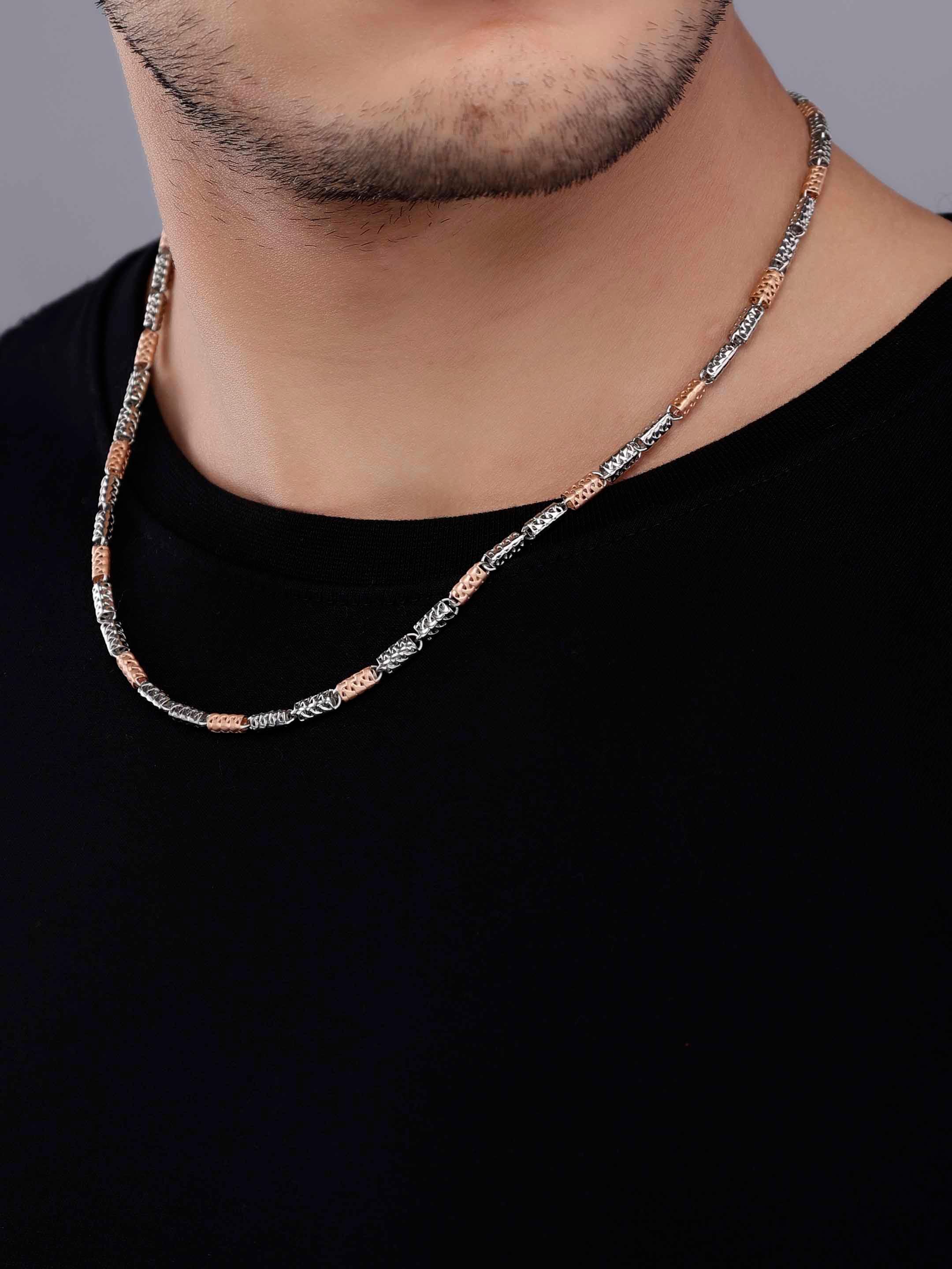 Rugged Link Dual-Tone Men's Silver Chain - Diavo Jewels