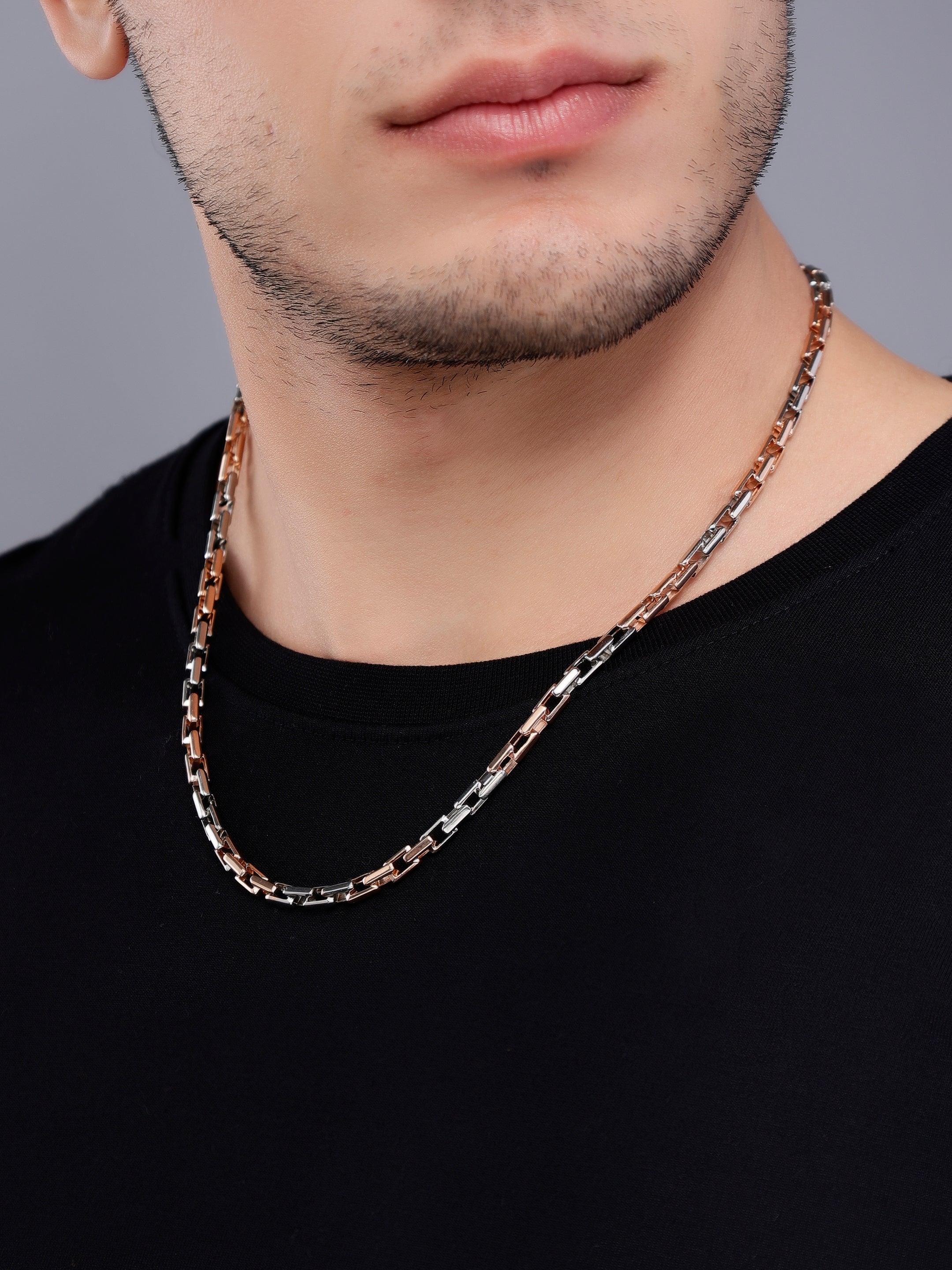 Nomad Wanderer Curb Two Tone Men's Silver Chain - Diavo Jewels