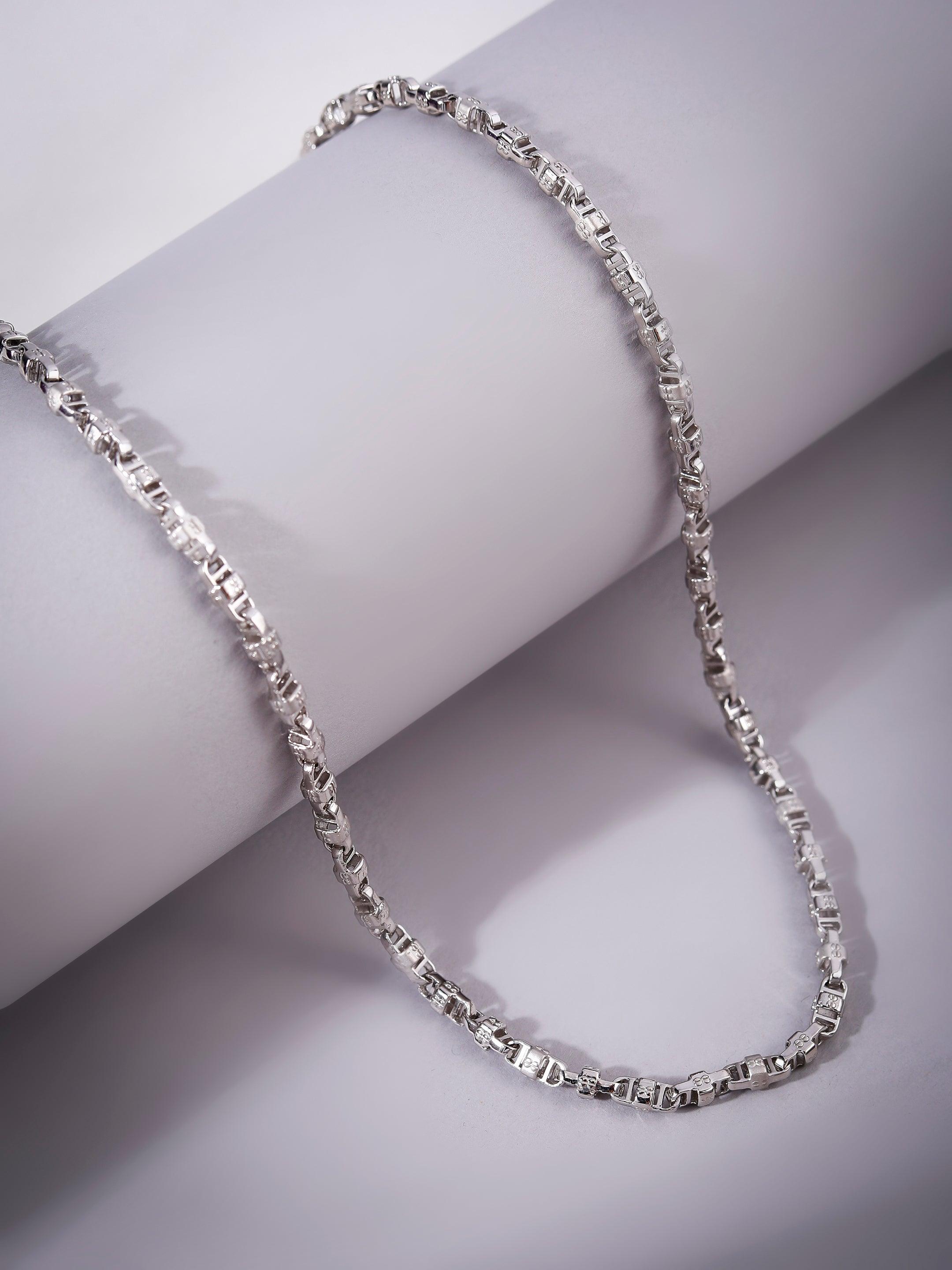 Phantom Stealth Curb Rhodium Plated Men's Silver Chain - Diavo Jewels