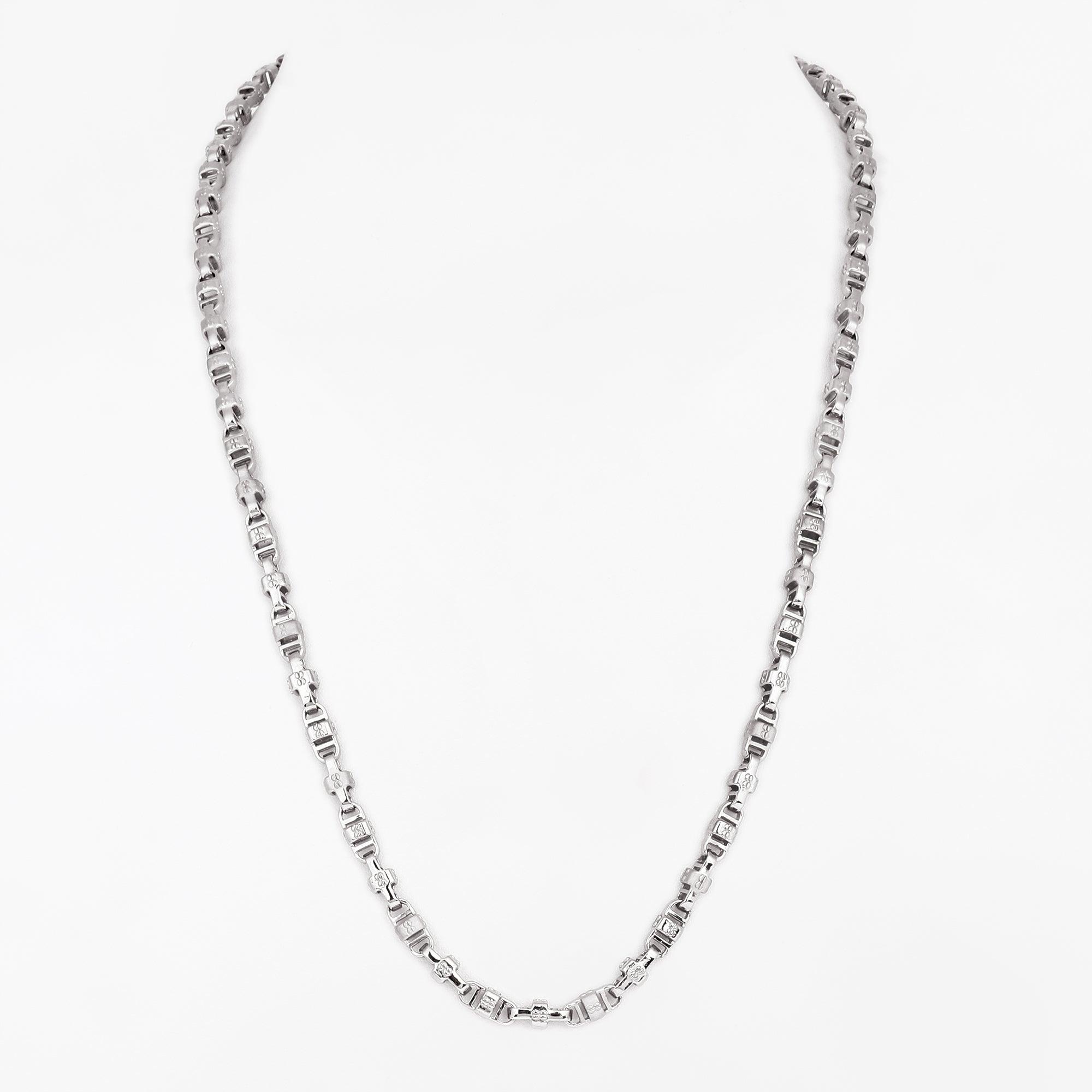 Phantom Stealth Curb Rhodium Plated Men's Silver Chain - Diavo Jewels