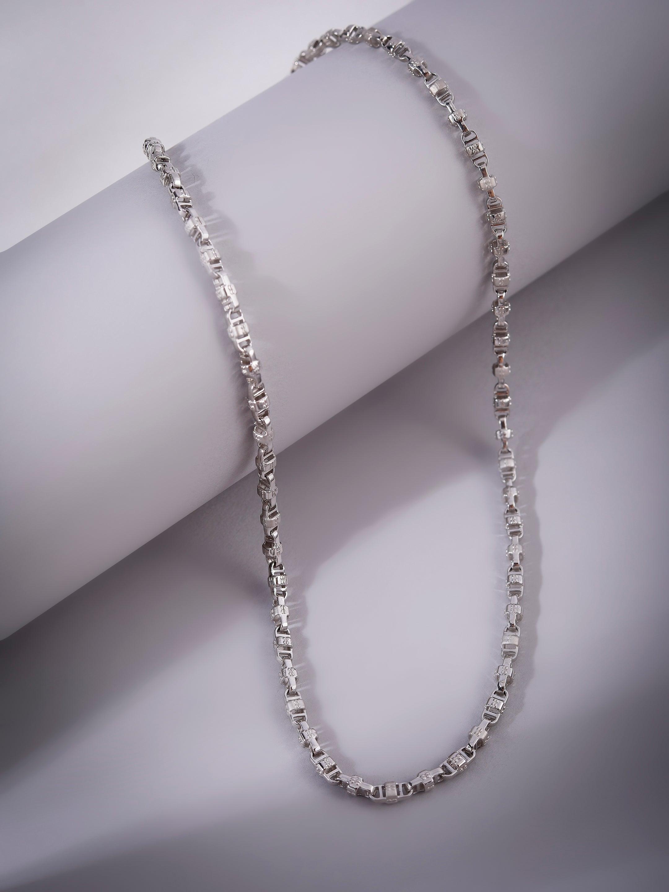 Phantom Stealth Curb Rhodium Plated Men's Silver Chain - Diavo Jewels