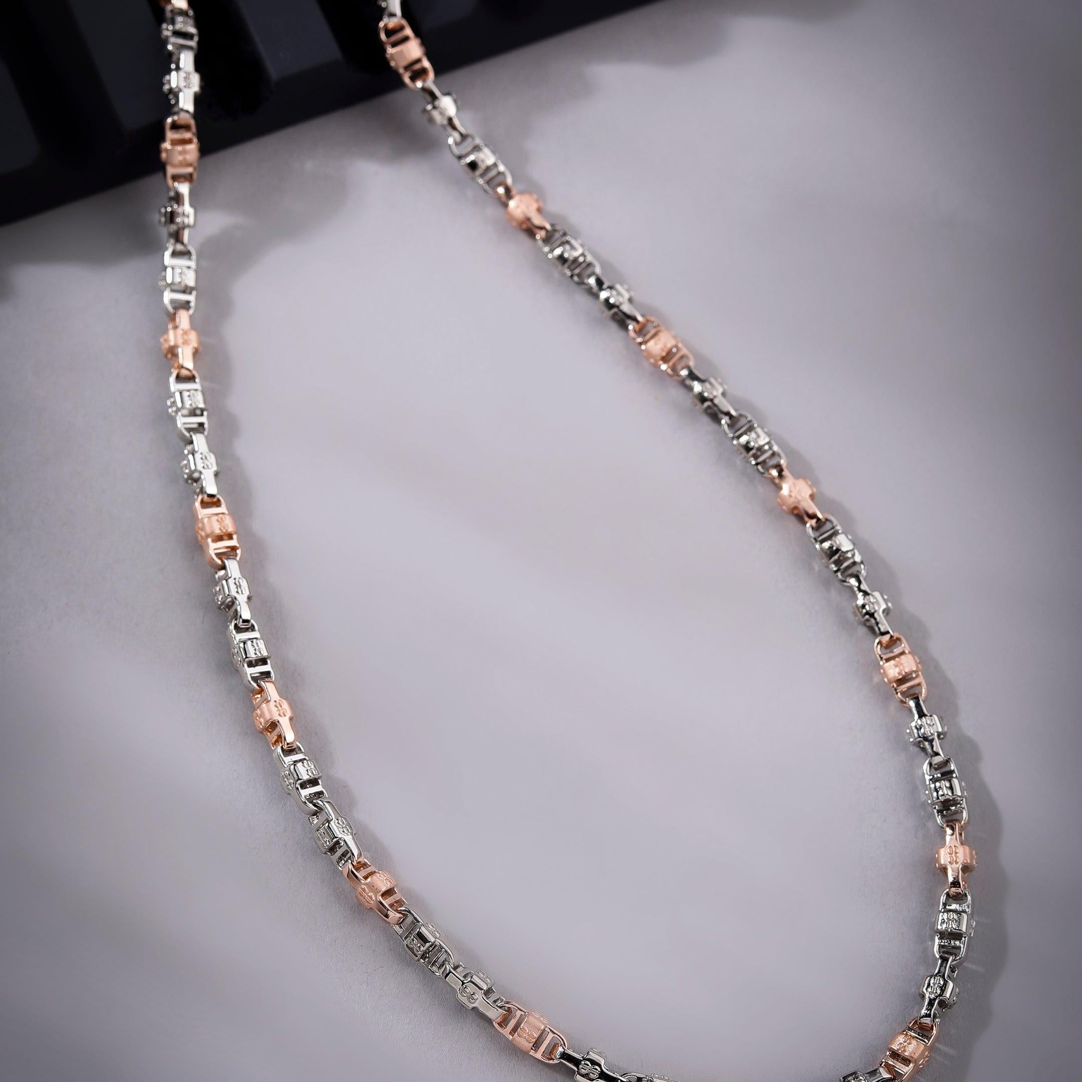 Phantom Stealth Curb Two Tone Men's Silver Chain - Diavo Jewels