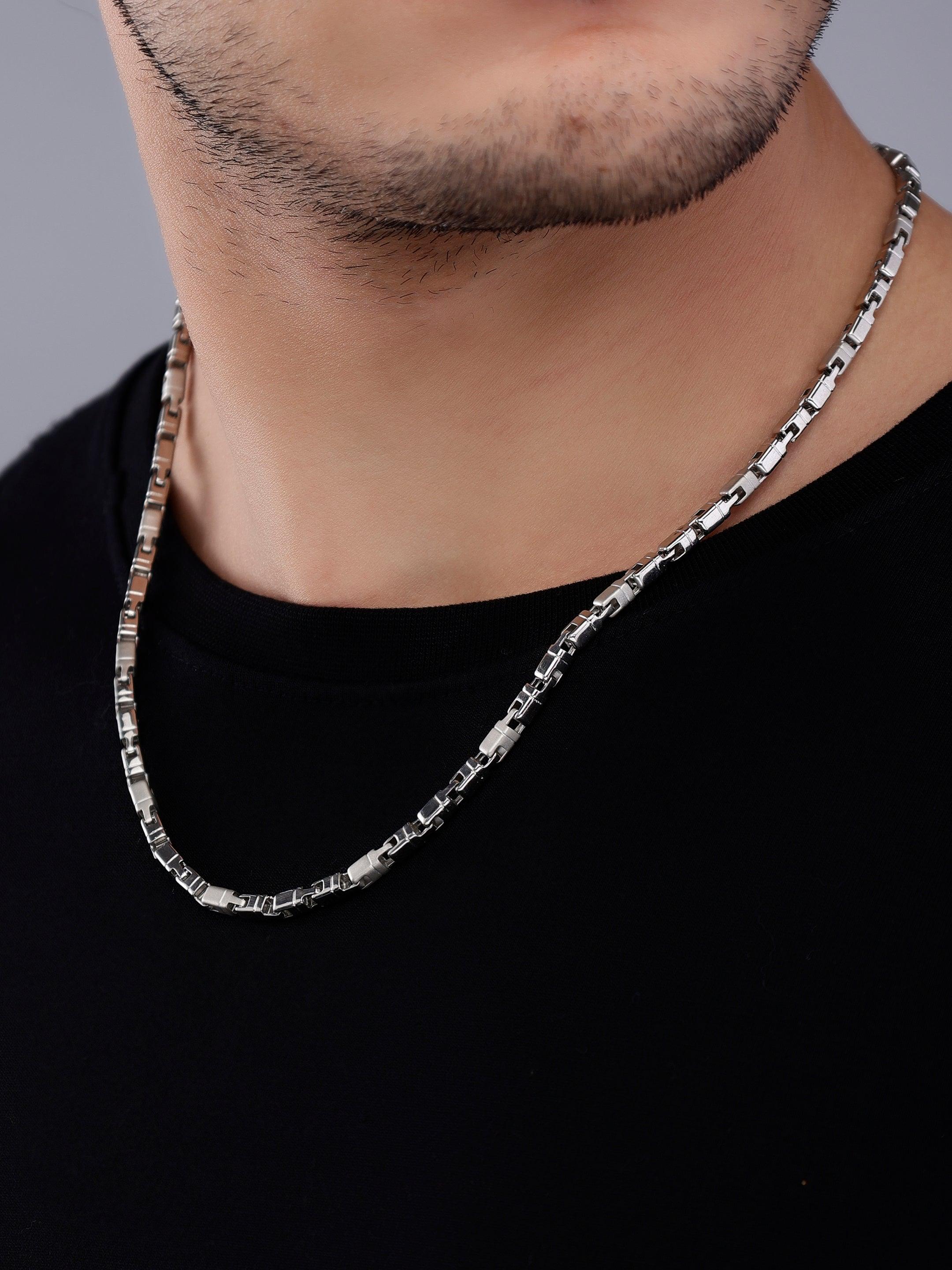 Corsair Rhodium-Plated Men's Silver Chain - Diavo Jewels