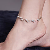 The Diana Glittering Spheres Rhodium Plated Silver Anklet