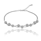 The Diana Glittering Spheres Rhodium Plated Silver Anklet