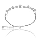 The Diana Glittering Spheres Rhodium Plated Silver Anklet