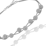 The Diana Glittering Spheres Rhodium Plated Silver Anklet