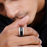 The Noir Valor Men's Silver Ring
