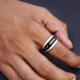 The Noir Valor Men's Silver Ring
