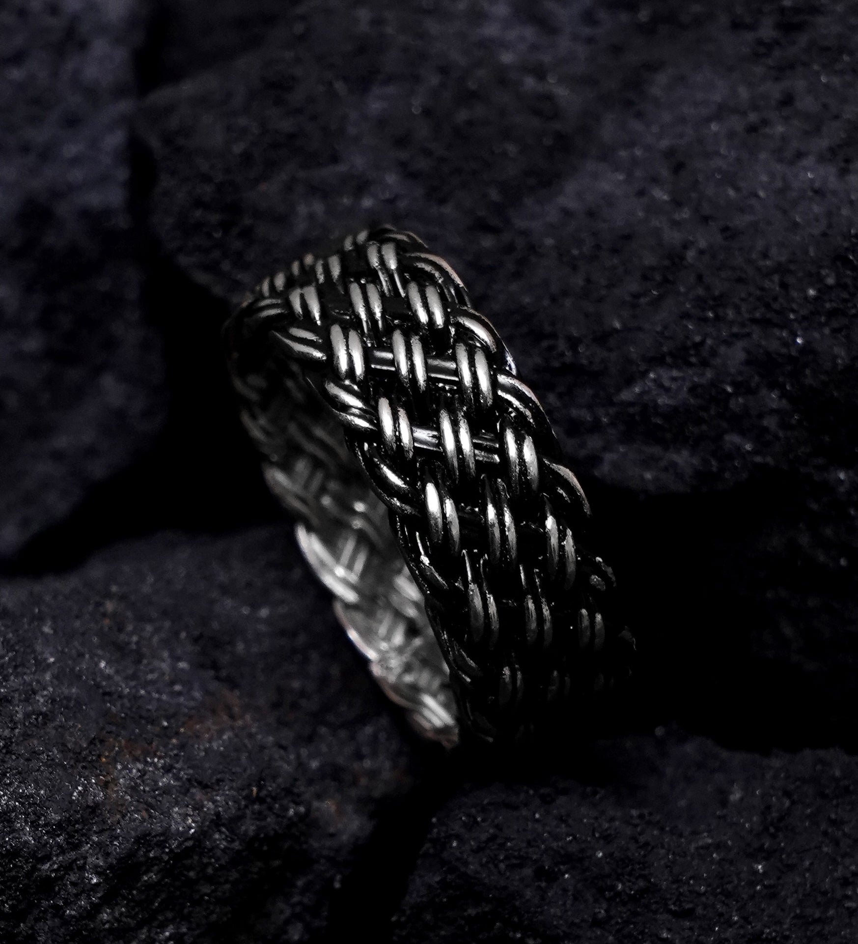 Vanguard Braided Men's Silver Ring
