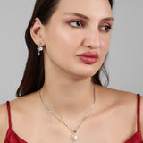 Petal & Plume Drop Silver Necklace Set