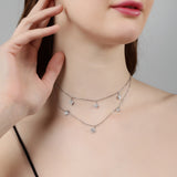 925 Silver Square Charm Necklace Set