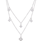 925 Silver Square Charm Necklace Set