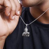 Blissful Bajrang Bali Silver Pendant
