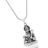 Meditative Hanuman Silver Pendant
